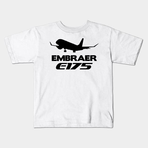 Embraer E175 Silhouette Print (Black) Kids T-Shirt by TheArtofFlying